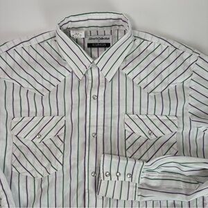 VINTAGE Karman Silver Collection Mens Shirt Size L Pearl Snap Western‎ Purple